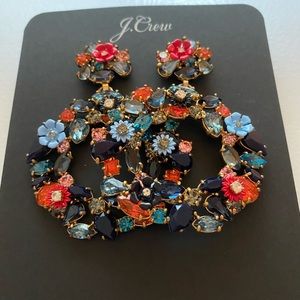 J.Crew Colorful floral hoop earrings neon azure